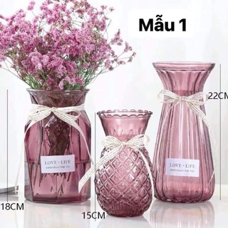 Sẵn Set 3 lọ hoa thủy tinh