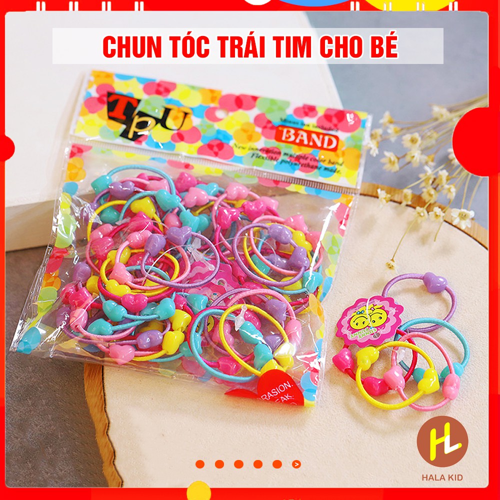 Set 5 chiếc Chun tóc TRÁI TIM nhiều màu sắc đáng yêu cho bé