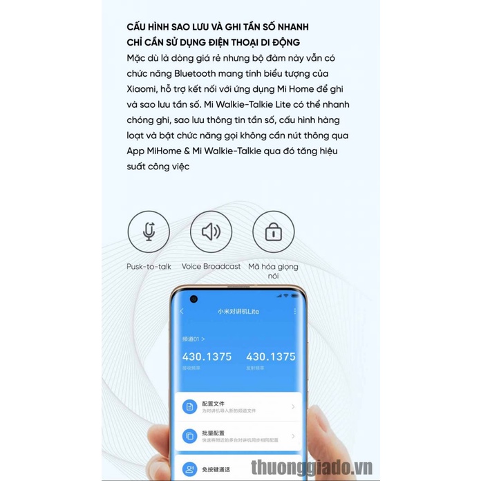 Bộ đàm thông minh Xiaomi Walkie Talkie Lite , dễ dàng ghép nối với các bộ đàm khác, thời lượng pin đến 10h