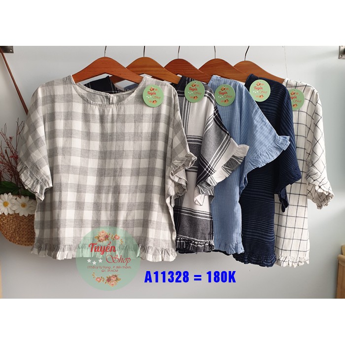 Áo croptop lai bèo tay cánh dơi
