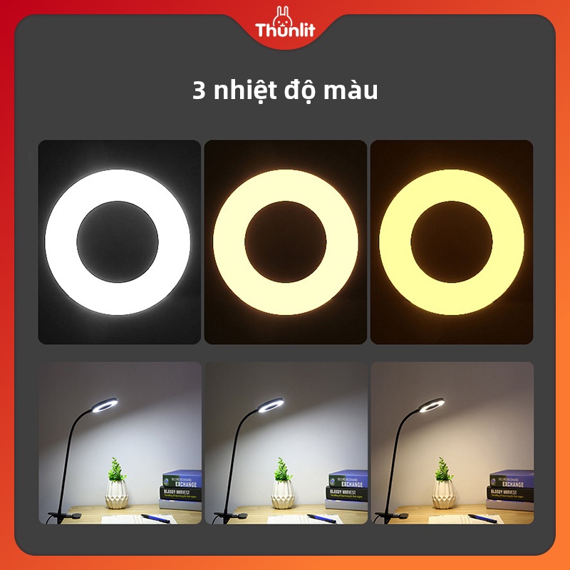 Đèn LED Dạng Kẹp Thunlit Hỗ Trợ USB 7W 3 Màu Đèn Tùy Chỉnh Tiện Dụng