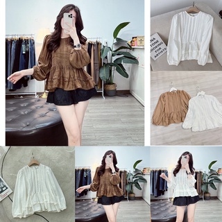 [ Ảnh thật + video] Áo babydoll đũi dập ly