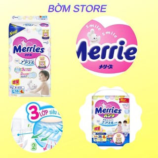 Bỉm Merries [FREESHIP] Merries Nội Địa Nhật Chính Hãng Cộng Miếng Dán/Quần đủ size NB96/S88/M68/M64/L58/L50/XL44/XXL28