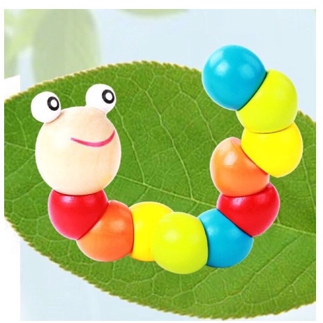 Đồ chơi con sâu gỗ uốn dẻo nhiều màu sắc đáng yêu cho bé  Montessori