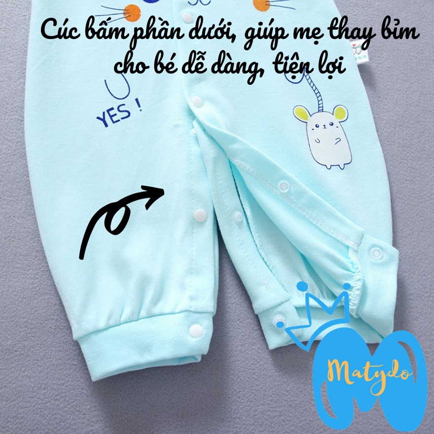 Bộ body cho bé dài tay MATYDO bộ đồ liền thân bodysuit cho trẻ sơ sinh 5-11kg cho bé hình chuột cute