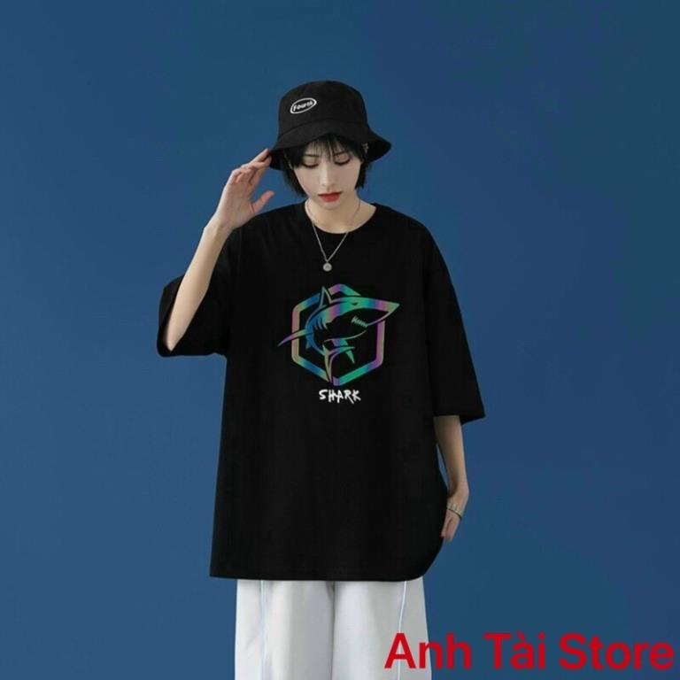 Áo thun tay lỡ phản quang phông Unisex nam nữ chất Premium Cotton oversize đến 75kg form rộng co dãn 4 chiều SHARK AX11 | BigBuy360 - bigbuy360.vn