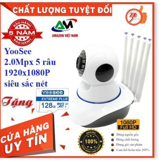 [Tặng thẻ nhớ 128GB] Camera Wifi YooSee 5 râu 2.0Mpx Full HD 1920x1080P