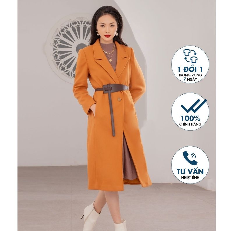 Áo khoác dạ dáng dài Emspo cổ bẻ 1 cúc AKL0296