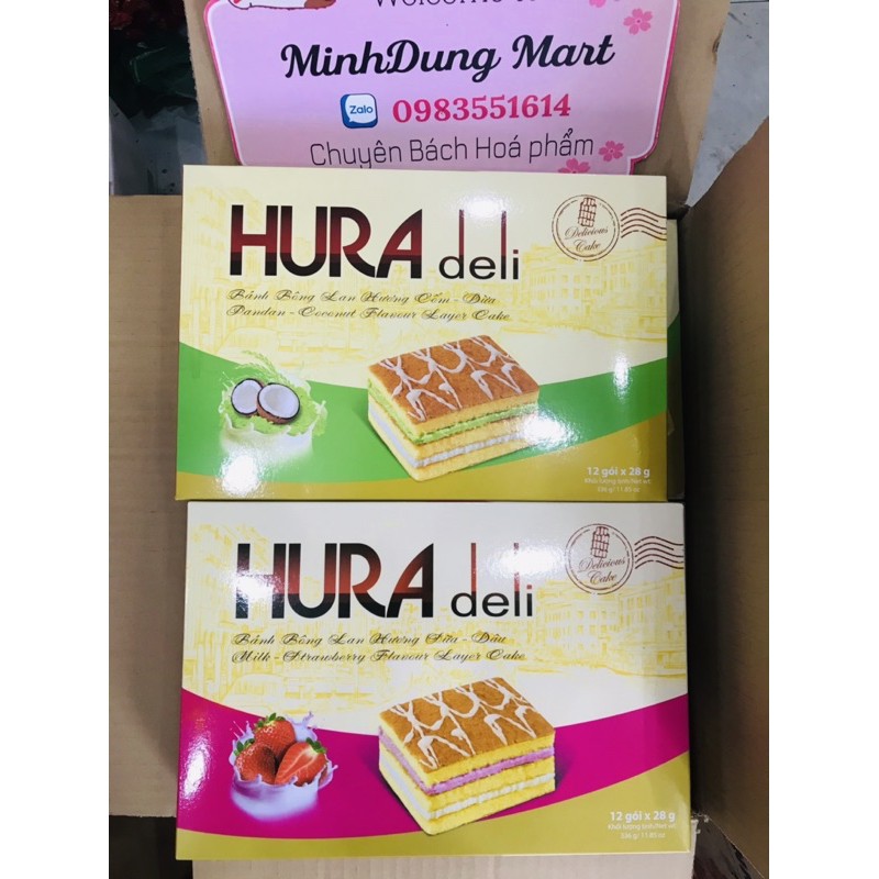 Bánh bông Lan Hura Deli Bibica vị dâu/cốm hộp 336g