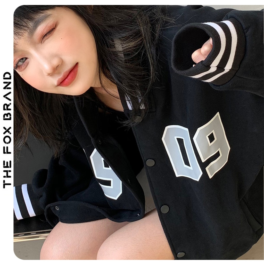 Áo Bomber , Áo khoác bóng chày THE FOX chất dù 2 lớp dáng Unisex Form rộng in hình H909