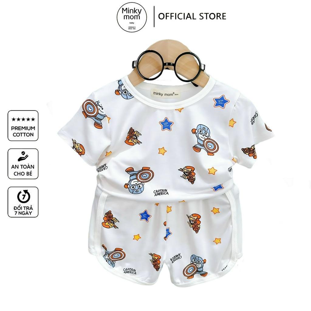 Bộ cộc tay Minky mom chất sợi peptit quần áo trẻ em unisex cho bé trai bé gái 1085