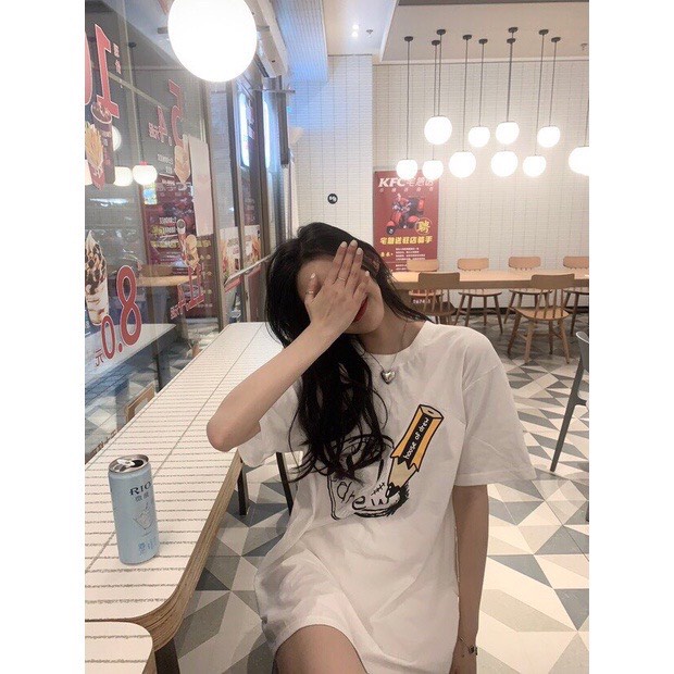 Áo thun tay lỡ DREW bút chì unisex form rộng vải cotton co dãn - áo thun nam nữ