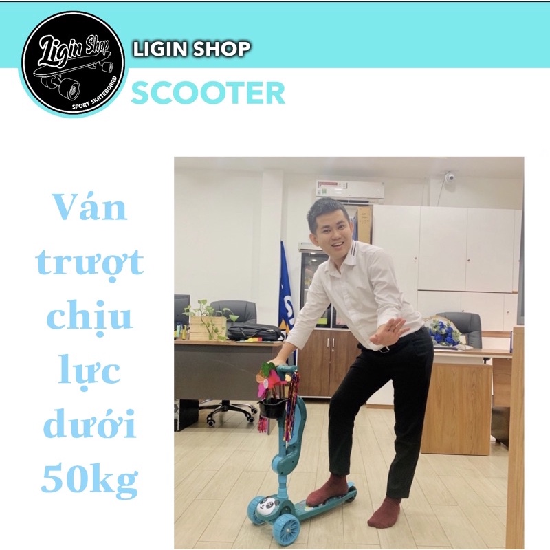 Xe scooter cho bé, Xe chòi chân, có đèn nhạc tặng kèm phụ kiện.