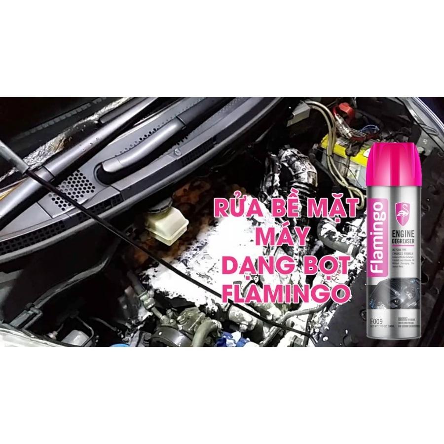Bình xịt vệ sinh khoang máy động cơ ô tô mặt máy xe hơi dạng xịt bọt tẩy rửa mặt máy dễ dàng an toàn Flamingo Mitauto