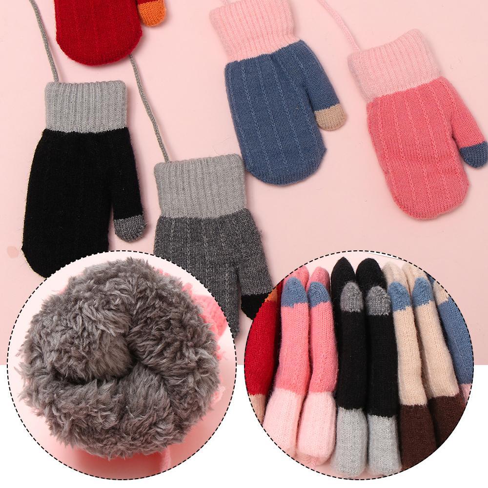 Găng Tay Nhung Dày Kiểu Hoạt Hình Xinh Xắn Ấm Áp Cho Bé Mùa Đông