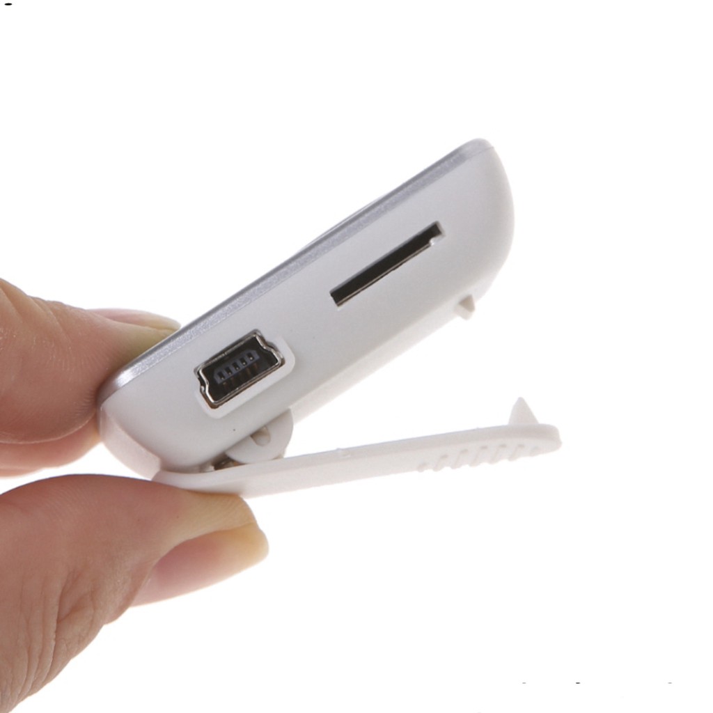 Máy nghe nhạc MP3 có kẹp mini hỗ trợ thẻ nhớ TF và SD có tai nghe và cáp USB