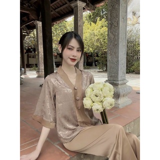 Bộ Đồ Lam Lụa Vân Gỗ Hàng Cao Cấp L00