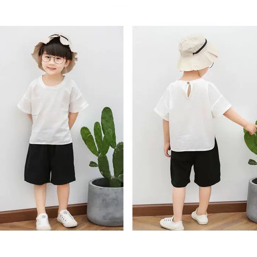 Bộ đồ bé trai, Bộ cộc tay vải đũi có túi ngực cho trẻ mặc đi chơi từ 6-28kg - LILA KIDS