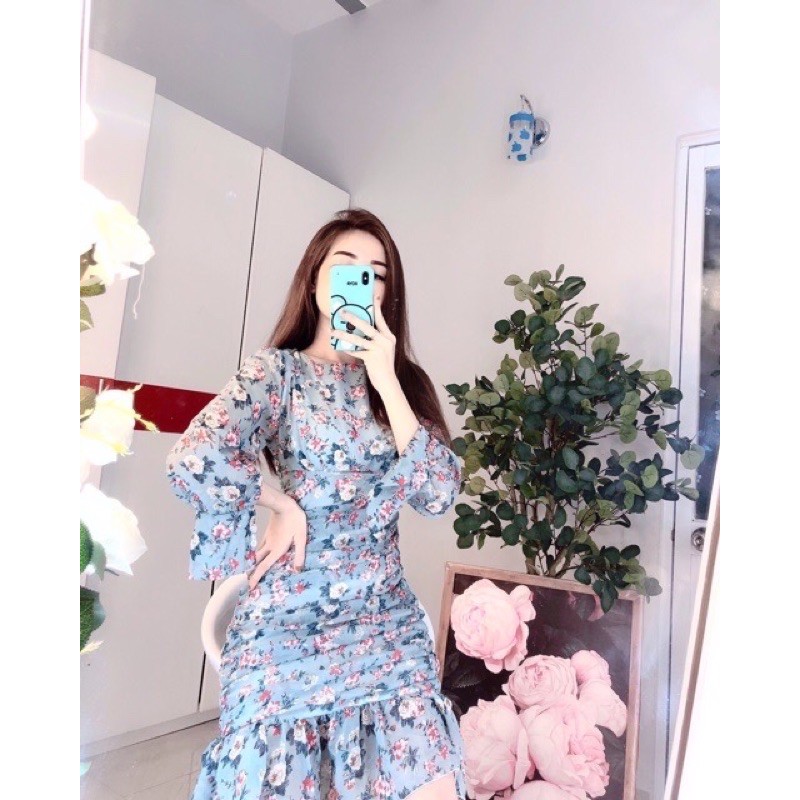 Đầm body voan hoa thanh lịch 🌺