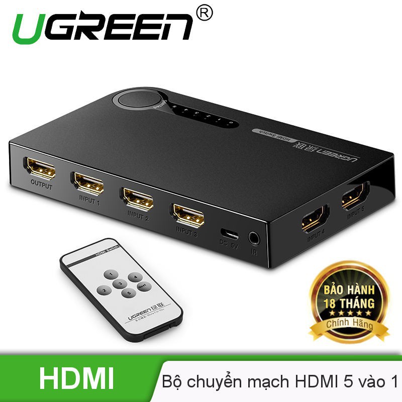 Bộ gộp HDMI 5 vào 1 ra UGREEN 40205