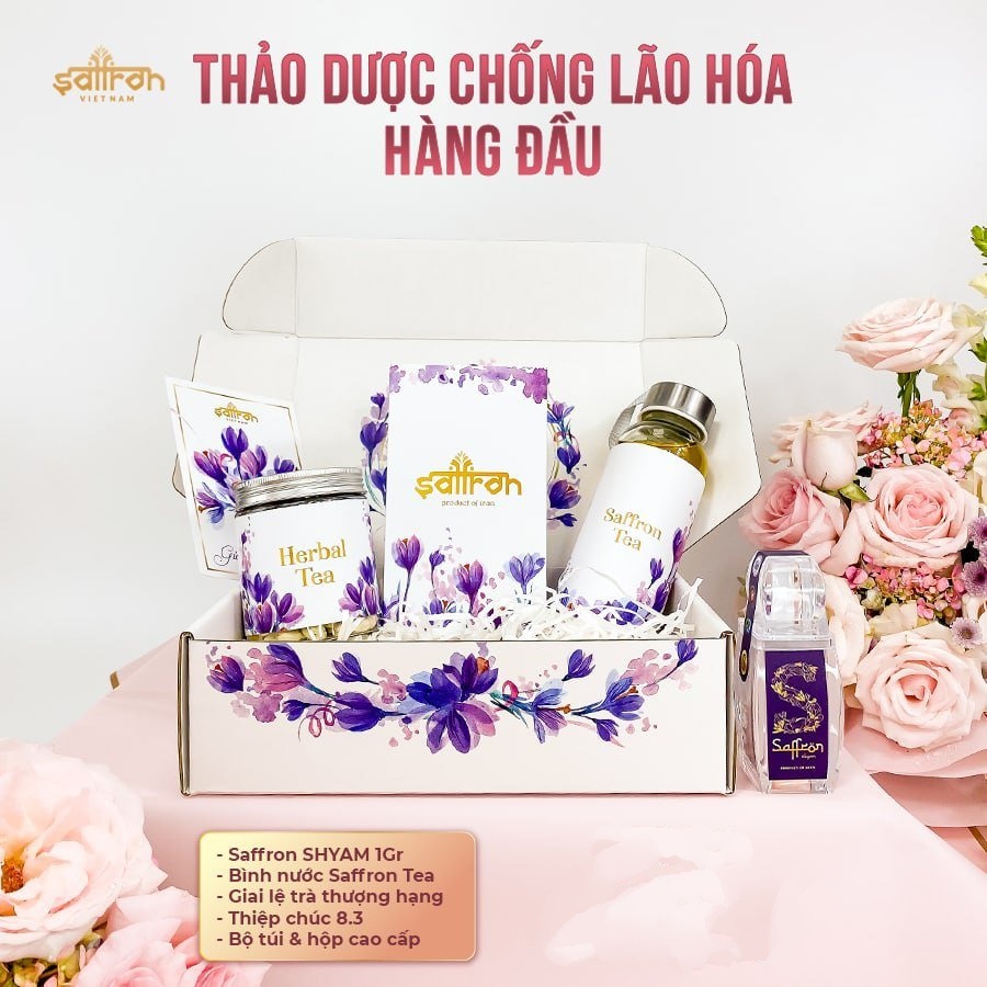 Nhụy Hoa Nghệ Tây SAFFRON SALAM 1Gr kèm trà hoa