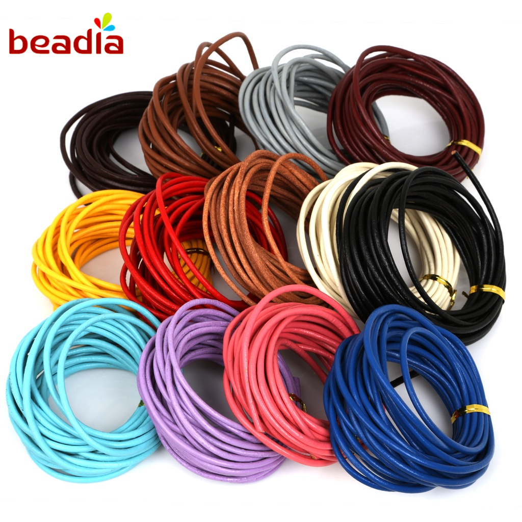 Cuộn dây da BEADIA nhiều màu tùy chọn dùng tự làm đồ thủ công dài 5m