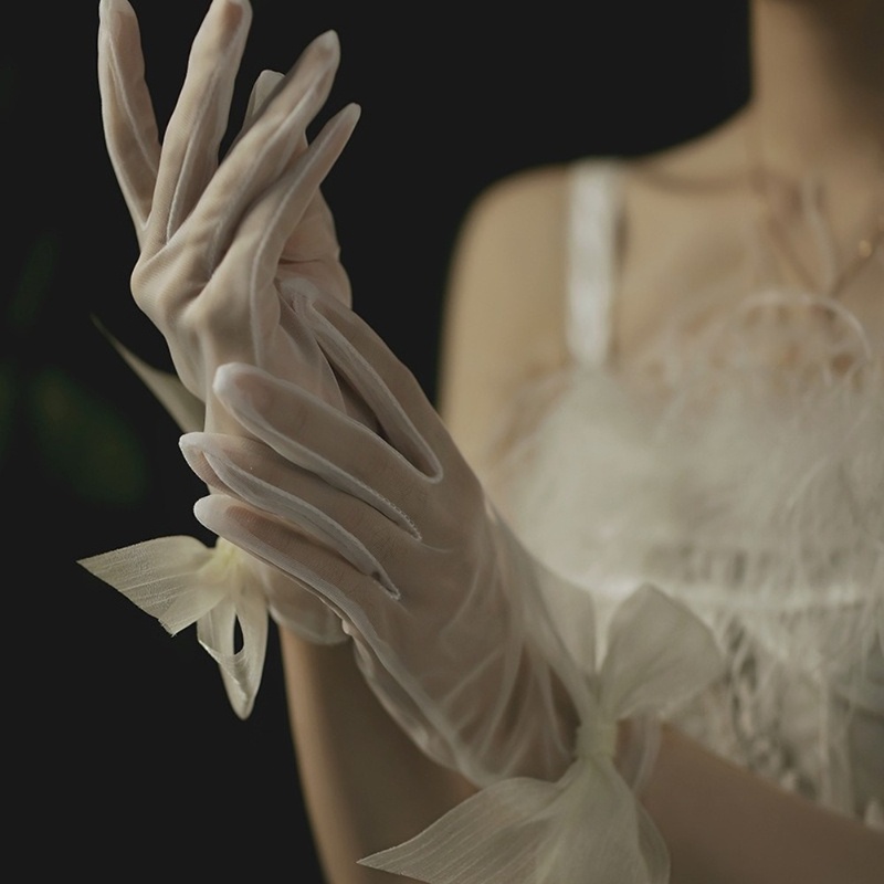 Đôi Găng Tay Vải Ren Hoa Thời Trang Sang Trọng Cho Cô Dâu