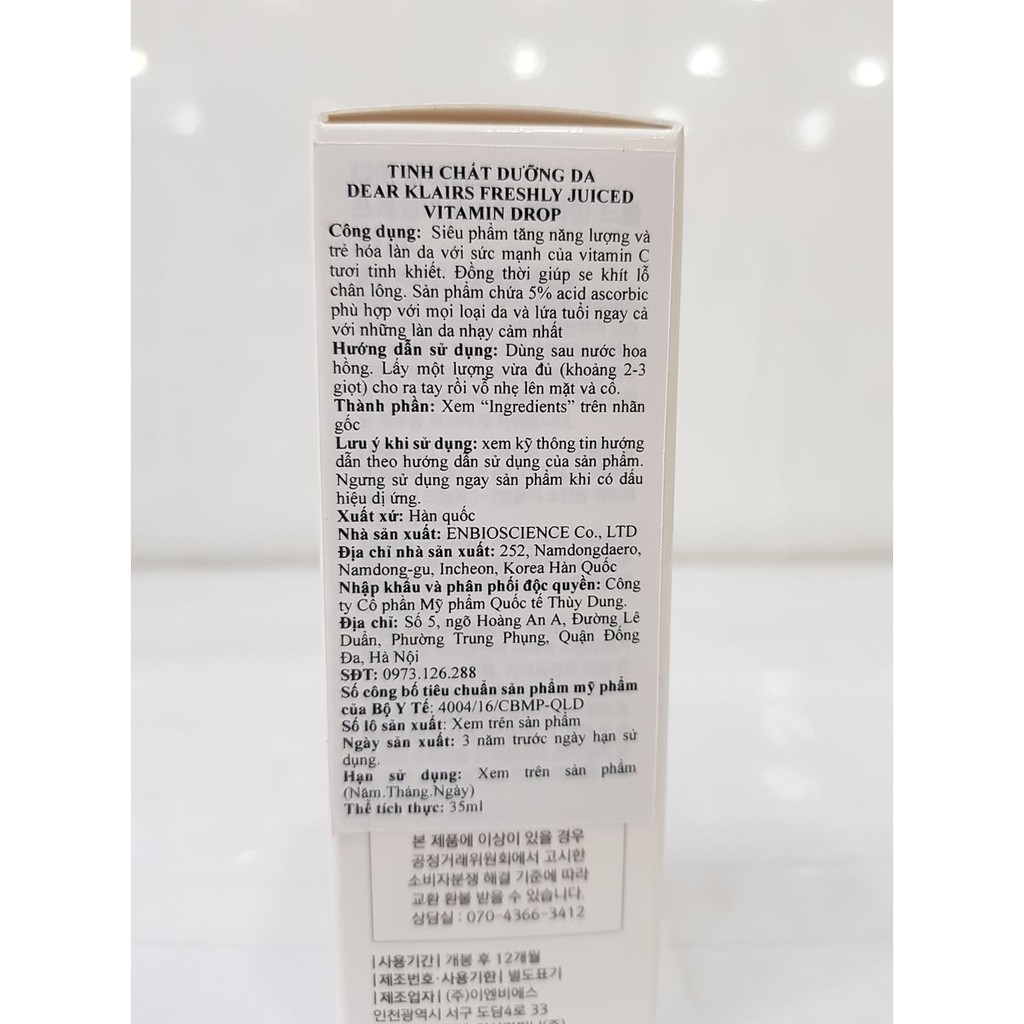 Tinh Chất Làm Sáng Da DEAR KLAIRS Vitamin C Freshly Juiced Vitamin Drop 35ml Hàn Quốc