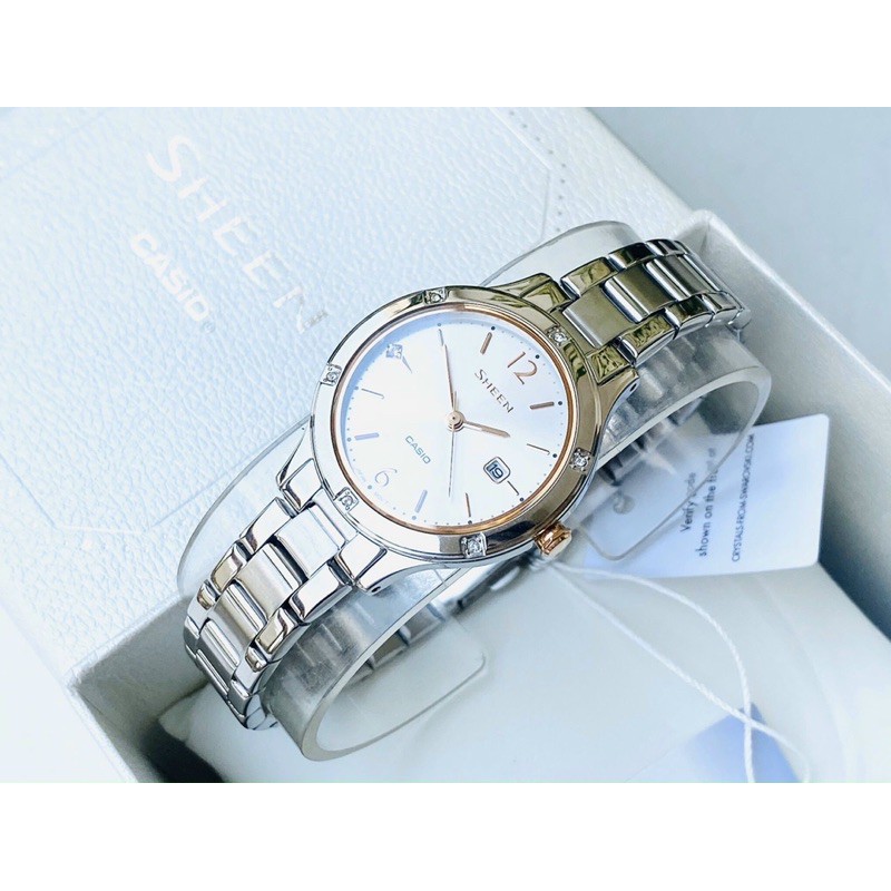 Đồng hồ nữ Casio Sheen dây thép không gỉ, mặt 32mm