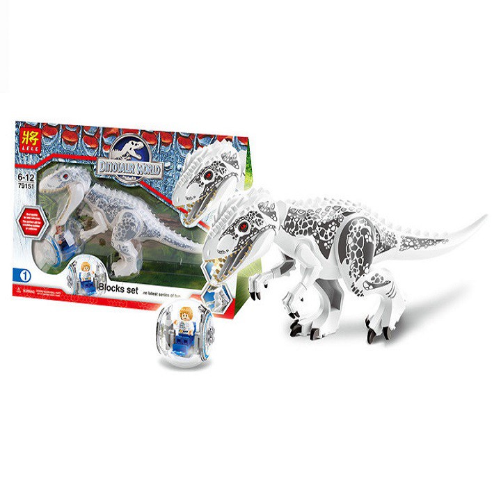 Lắp Ráp Xếp Hình Mô Hình Khủng Long Bạo Chúa T-Rex Jurassic Trắng Nâu YC77011