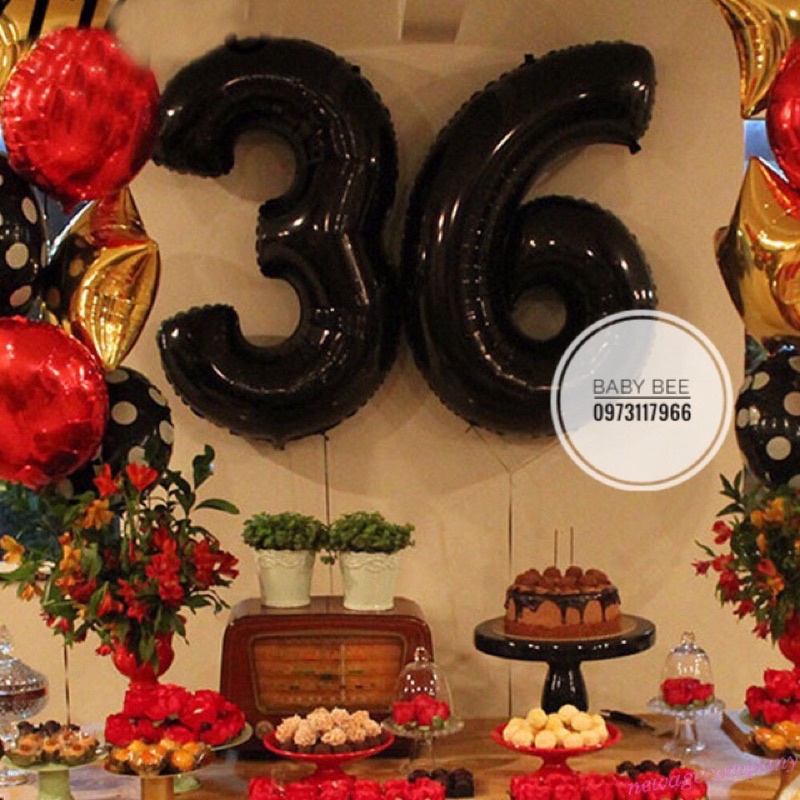 Bóng Số Màu Đen Size 32inch (70cm) Phong Cách Hàn Quốc