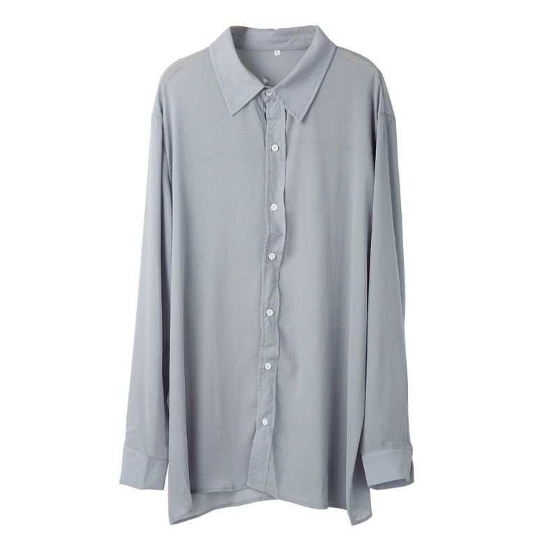 Áo Sơ Mi Vải Lanh Dài Tay Dáng Rộng Cổ Chữ V Thời Trang Mùa Hè Cho Nam Giới Size M-3XL