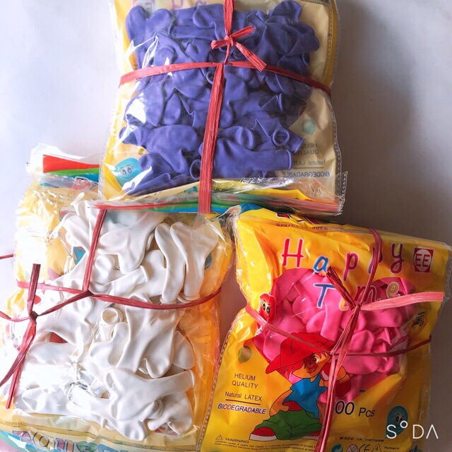 Bóng bay trái tym loại dày đẹp đủ 3 màu trang trí đám cưới, sự kiện ( túi 1 màu 30 quả)