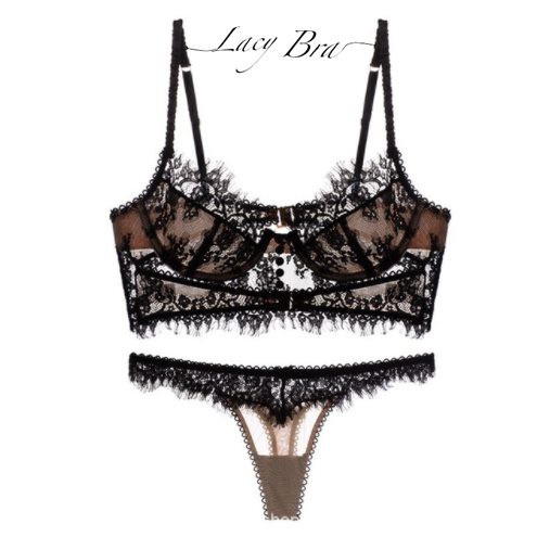 Áo bra ren, Áo bralette hàng cúc ren mềm xuyên thấu phối quần lọt khe sexy The Celynbra - B08 | BigBuy360 - bigbuy360.vn