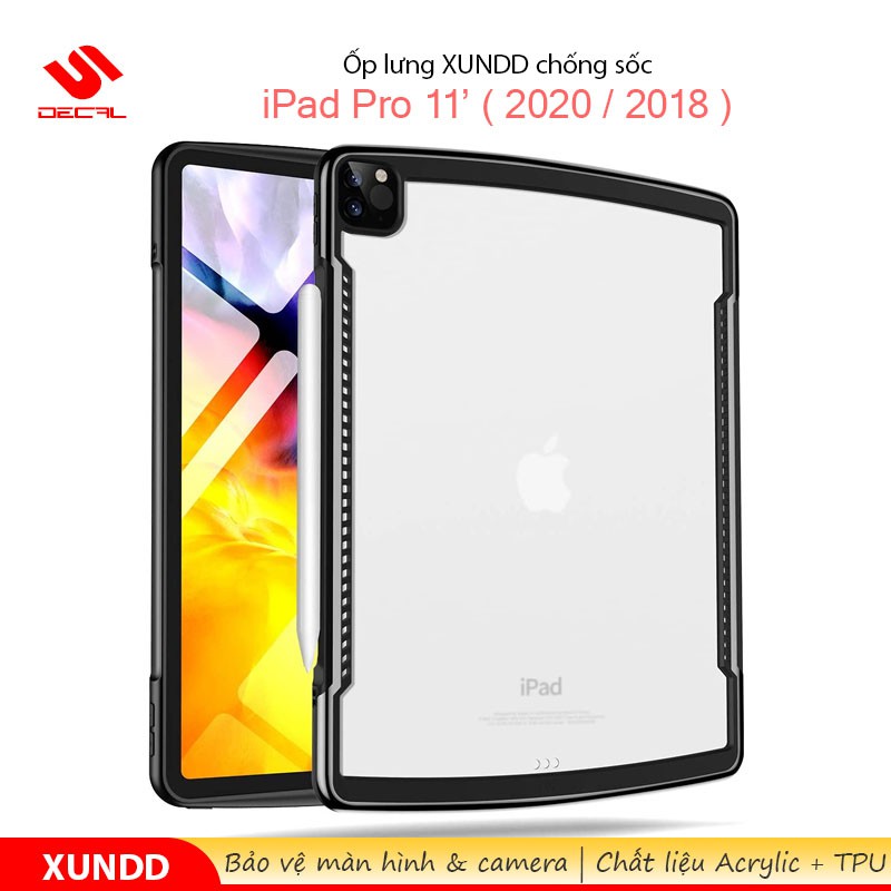 Ốp lưng XUNDD iPad Pro 11' (2020 / 2018), Mặt lưng trong, Viền TPU, Chống sốc, Cạnh màu