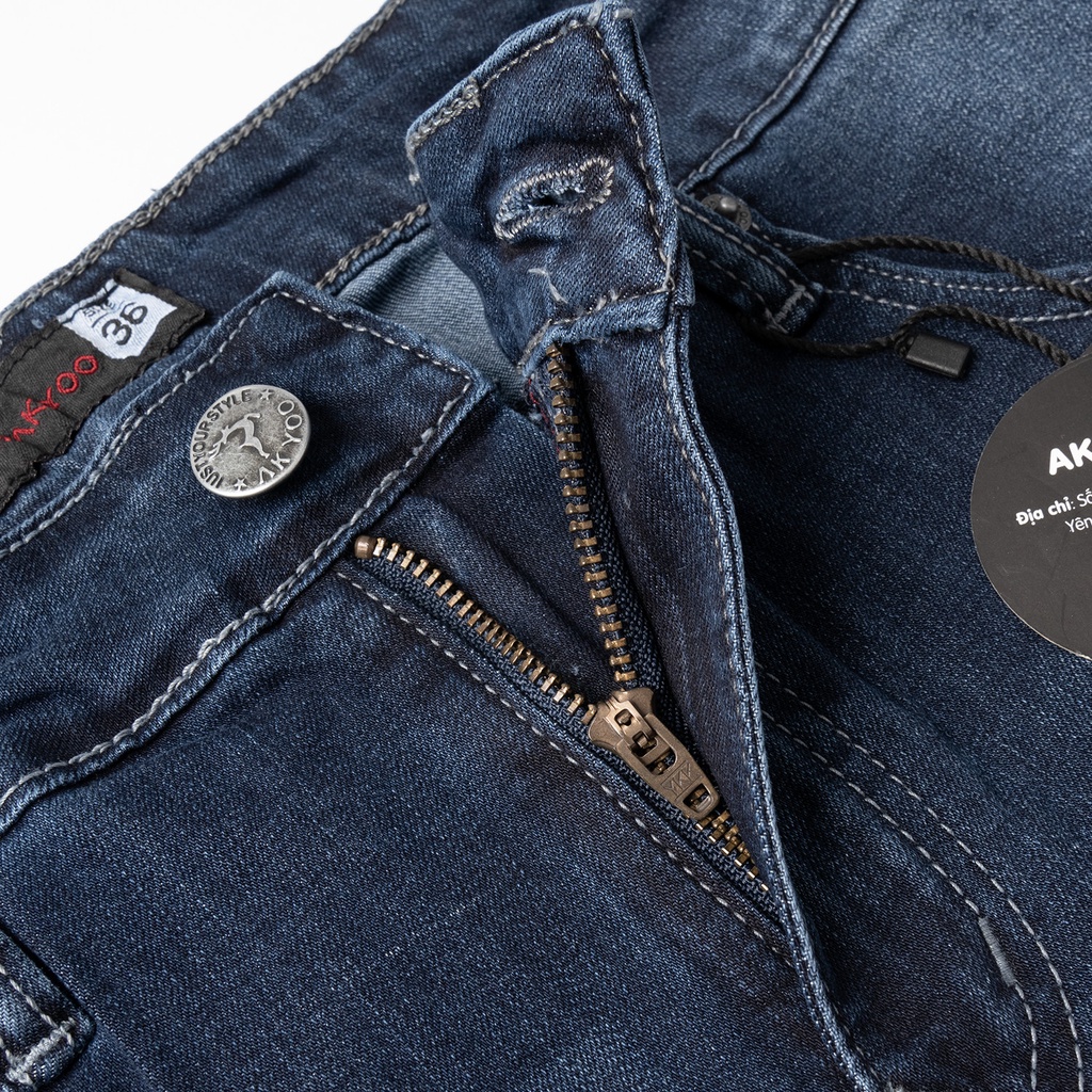 Quần Jean Bigsize Nam 80-140kg AKYOO Chất Liệu cotton co giãn, Quần Jean Bigsize Rách Gối Co, Bigsize Nam - QJ XANH GR