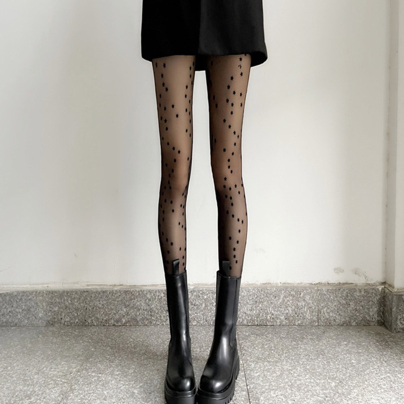 Xiangbao Quần Tất Mỏng Màu Đen Họa Tiết Bầu Trời Sao Quyến Rũ Cho Nữ Hàng Có Sẵn