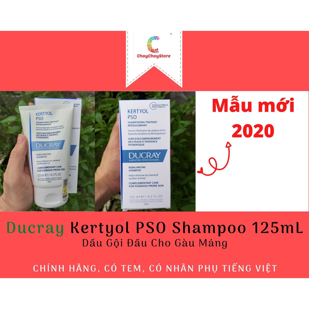[CHÍNH HÃNG CÓ TEM] Ducray Kertyol PSO Shampoo 125mL - Dầu Gội Đầu Cho Gàu Mảng