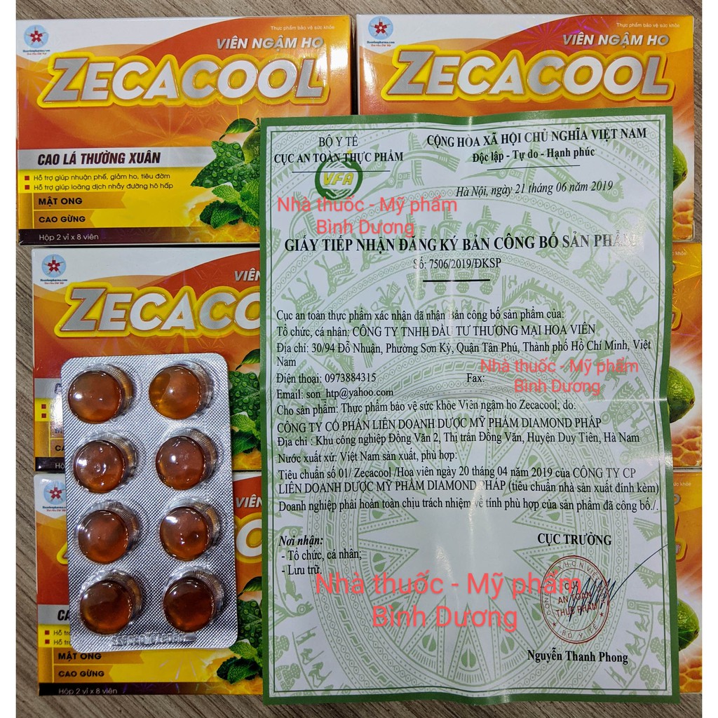 Viên ngậm ho, giảm đau họng ZECACOOL  Giảm ho, đau rát họng, bổ phế, tiêu đờm