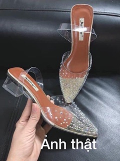 Giầy Búp Bê Quai Trong Đính Đá