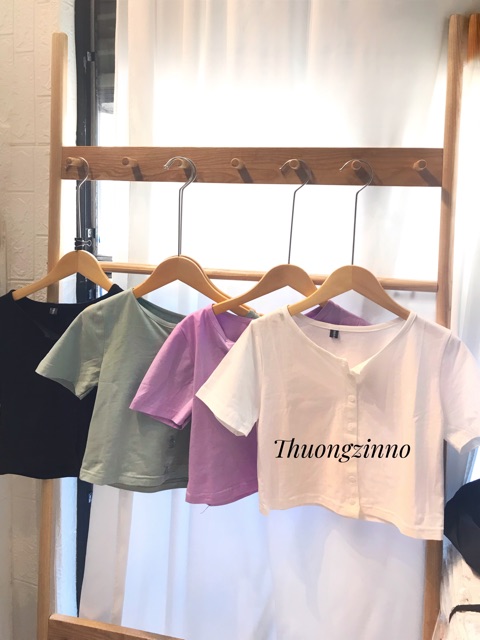 [ Mã WASTAPR giảm 10K đơn 50K] Áo croptop cúc nhiều màu - áo nữ cộc tay cúc mở | BigBuy360 - bigbuy360.vn