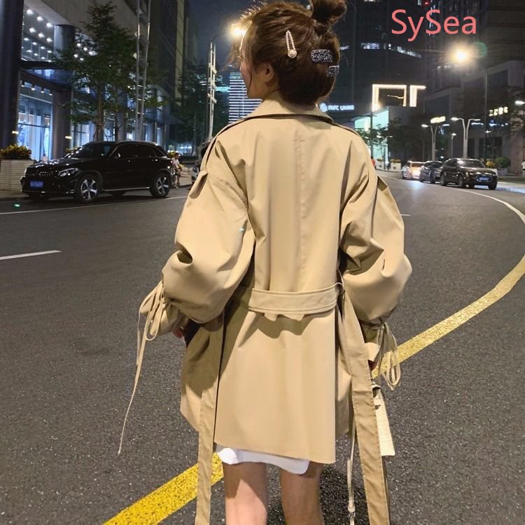 Áo Khoác Dây Rút Phong Cách Retro Hàn Quốc Cho Nữ