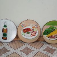 Mẹt tre vẽ món ăn trang trí nhà hàng quán bia