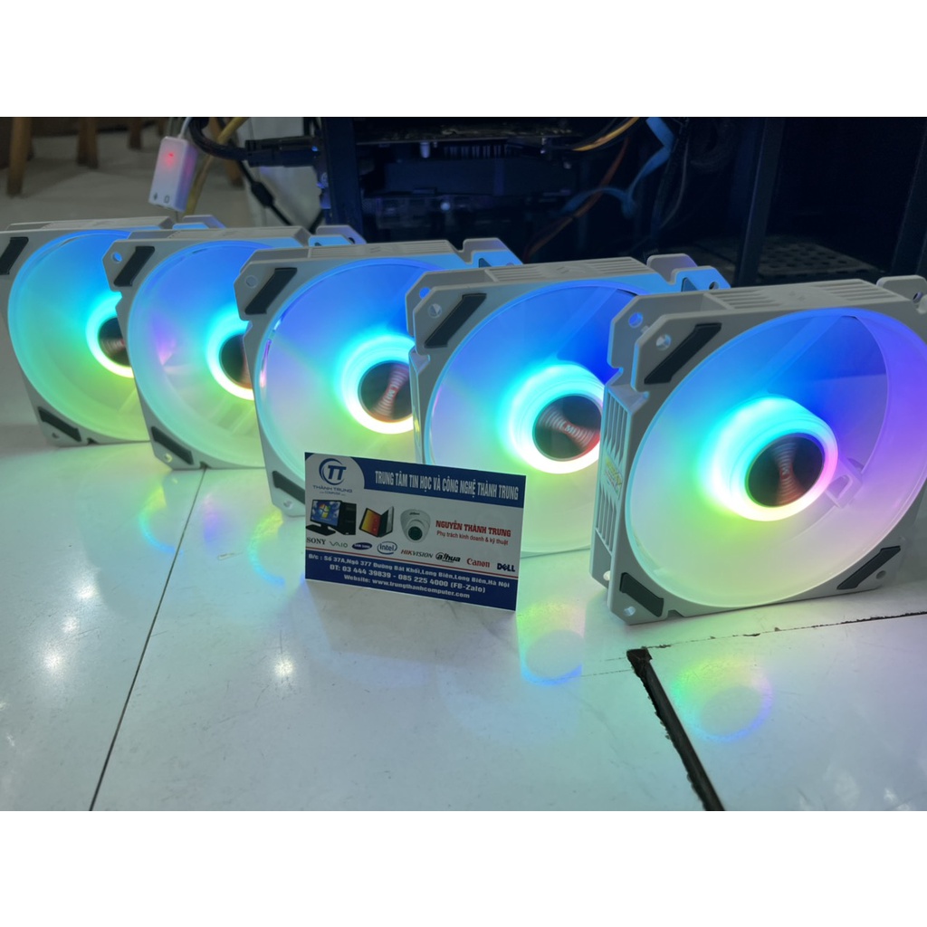 Quạt Tản Nhiệt, Fan Led RGB Coolmoon Y2 Có Điều Tốc PWM - Led Sync Main 3 Pin 5v Bộ Hub Coolmoon P-ARGB PWM