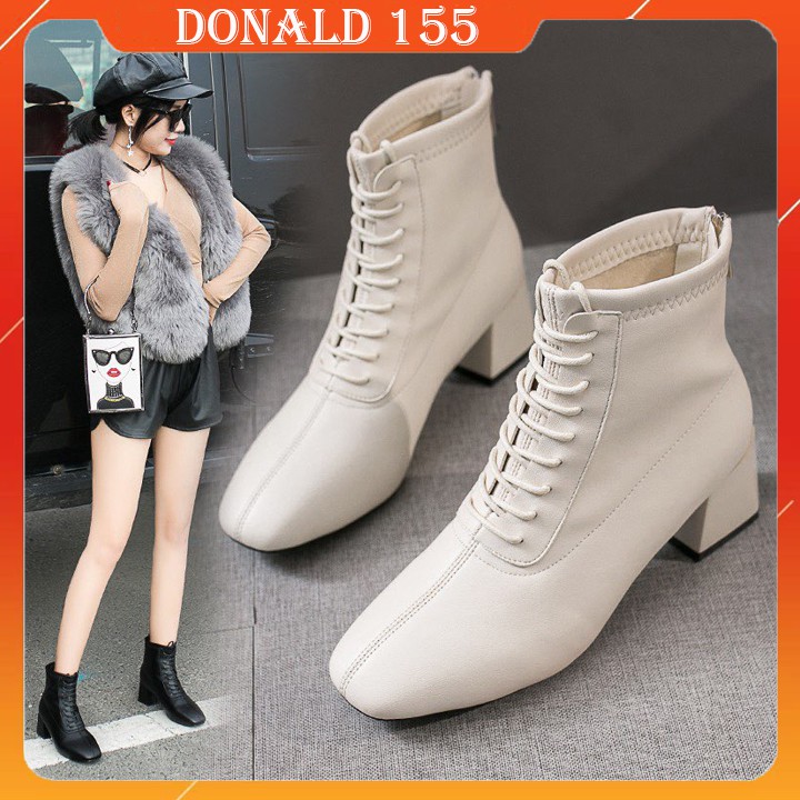 ❤️Bốt đông🌟BOOT DA LÌ BUỘC DÂY TRƯỚC KHOÁ SAU/GIÀY CAO GÓT🥰 | BigBuy360 - bigbuy360.vn