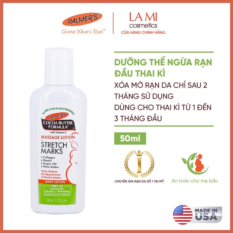 (Hạn Sử Dụng/2024)Lotion ngăn ngừa và giảm rạn da khi mang thai Palmer's 50ml