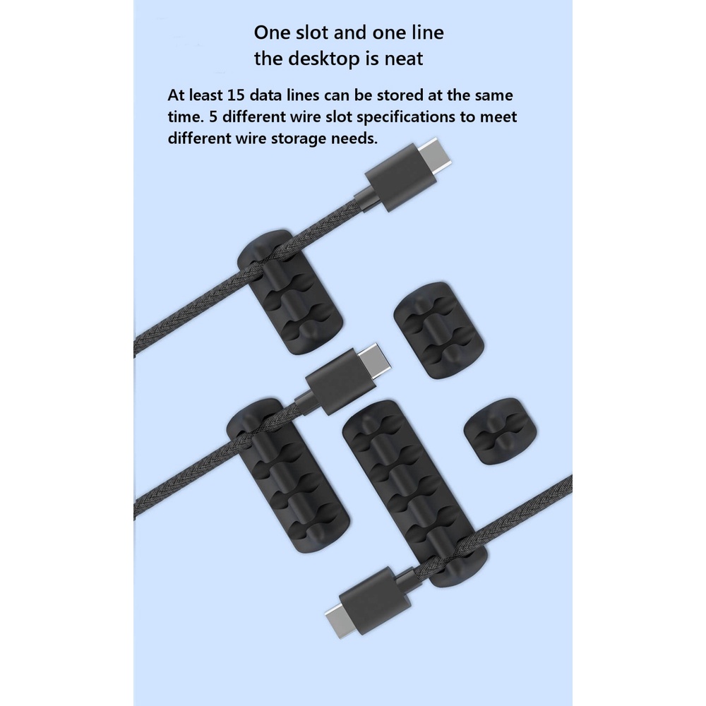 Set 5 dụng cụ giữ dây cáp cố định UARELIFFE bằng silicon độ dính cao tiện dụng