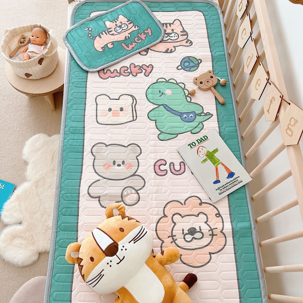 Set chiếu và vỏ gối điều hòa cho bé hoạ tiết đáng yêu KT 60*120cm