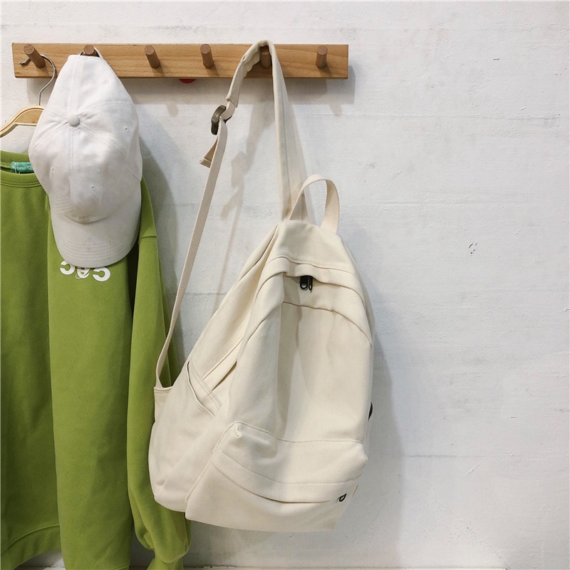 Balo đi học vải cotton canvas phong cách vintage thời trang cho nữ