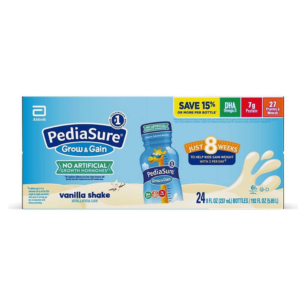 Thùng 24 sữa nước PediaSure hương Vanilla Grow Gain 237ml quatangme